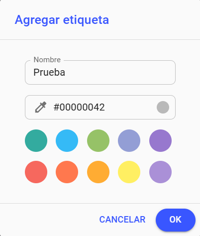 Cómo definir el nombre y el color de una nueva etiqueta en Whaticket