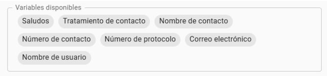 Ejemplo de mensaje con variables en Whaticket