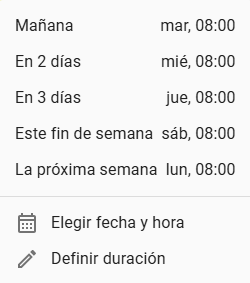 Opciones para elegir la fecha de reapertura del chat pospuesto en Whaticket