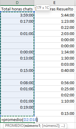 Fórmula de média dos tempos no Excel