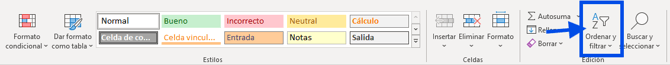 Exemplo de filtro por departamento no Excel