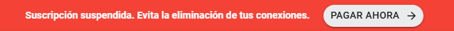 Aviso de factura vencida con el botón Pagar Ahora en la parte superior de Whaticket
