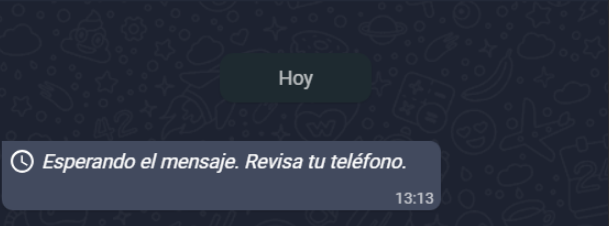 Aviso Esperando essa mensagem. Verifique seu telefone em um chat da Whaticket
