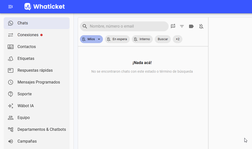 Cómo ver los chats de todo el equipo en Whaticket