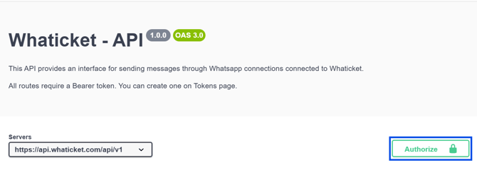 Candado cerrado que indica la API autorizada en la documentación de Whaticket