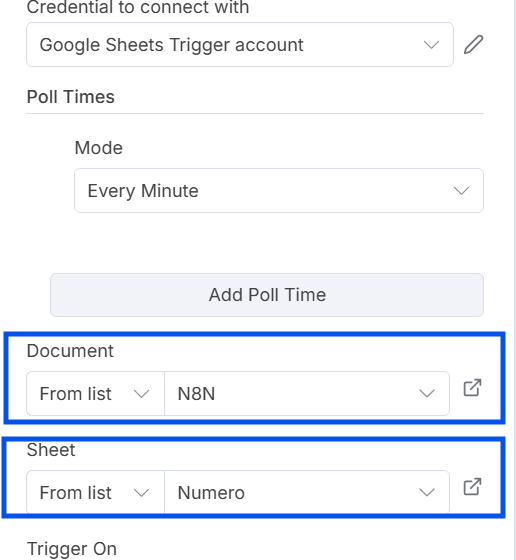 Cómo configurar el nodo de Google Sheets en N8N