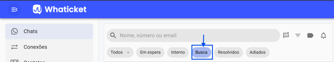 Como abrir a aba Resolvidos na tela de chats do Whaticket