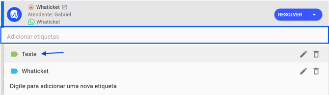 Como criar e aplicar uma etiqueta direto no chat da Whaticket