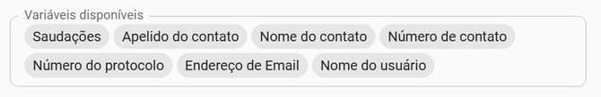 Exemplo de mensagem com variáveis no Whaticket